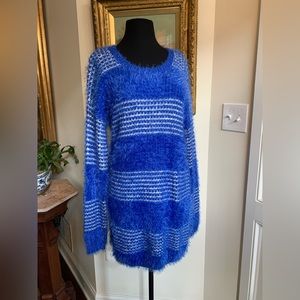 Funky Fuzzy Cobalt Blue Striped Sweater